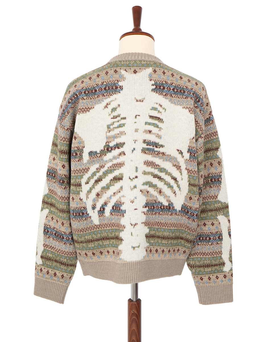 Kapital 7G Wool Fair Isle Bone Crew Sweater, Sax – Pancho And