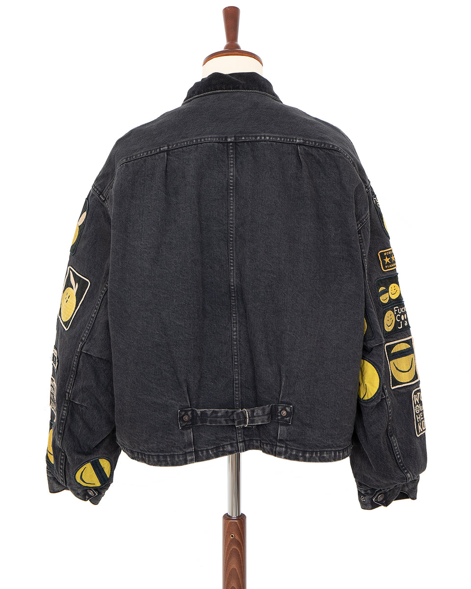 Kapital 14oz Black Denim T-Back Drizzler Jacket (Anarchy Rainbowy)