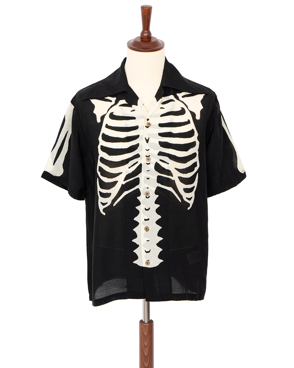 Kapital Silk Rayon Bone Wrangle Collar Aloha Shirt, Black – Pancho