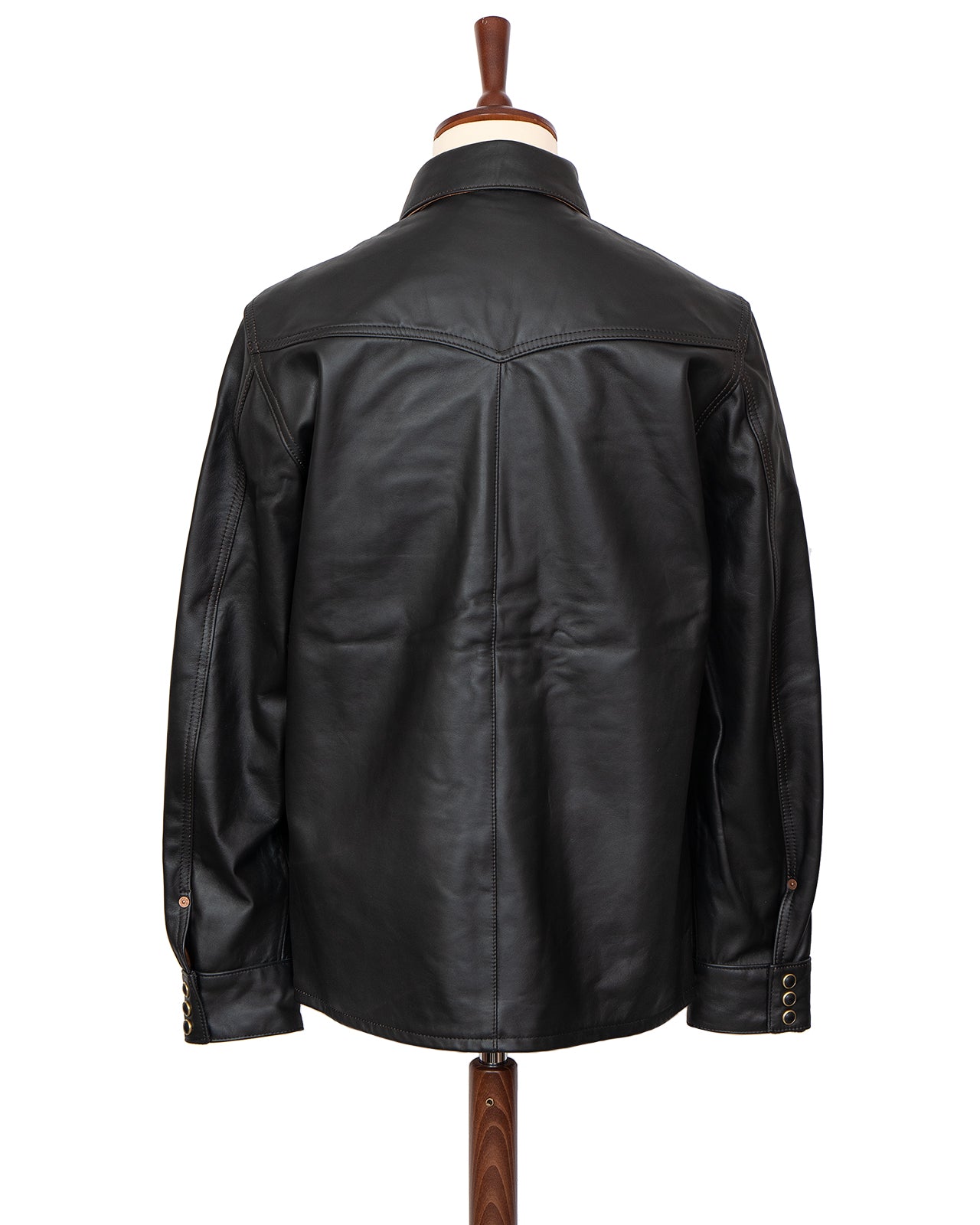 Indigofera Austin Leather Shirt, Navak Light, Black Teacore