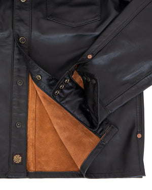 Indigofera Austin Leather Shirt, Navak Light, Black Teacore