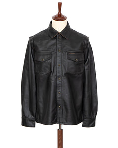 Indigofera Austin Leather Shirt, Navak Light, Black Teacore