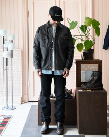 Indigofera Austin Leather Shirt, Navak Light, Black Teacore