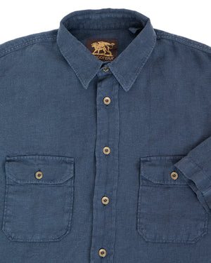 Indigofera Delray Shirt, Linen Canvas, Mood Indigo