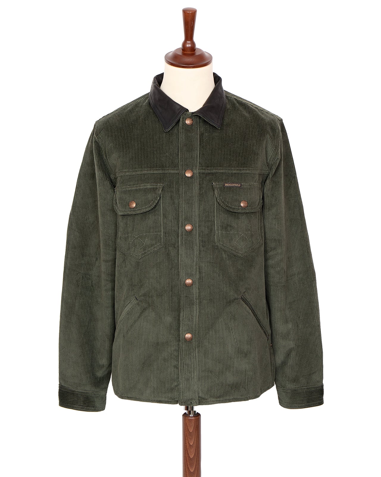 Indigofera Fargo Trucker Jacket, Corduroy 8W, Green