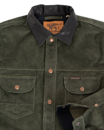 Indigofera Fargo Trucker Jacket, Corduroy 8W, Green