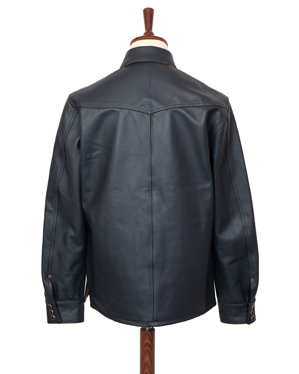 Indigofera Austin Leather Shirt, Navy Tea Core