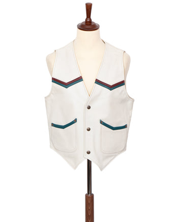 Indigofera Mahan Leather Vest, White Navak, White Teacore