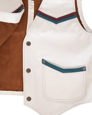 Indigofera Mahan Leather Vest, White Navak, White Teacore