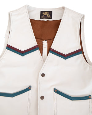 Indigofera Mahan Leather Vest, White Navak, White Teacore