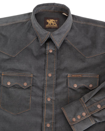 Indigofera Ryman Corduroy Shirt, Steel Grey