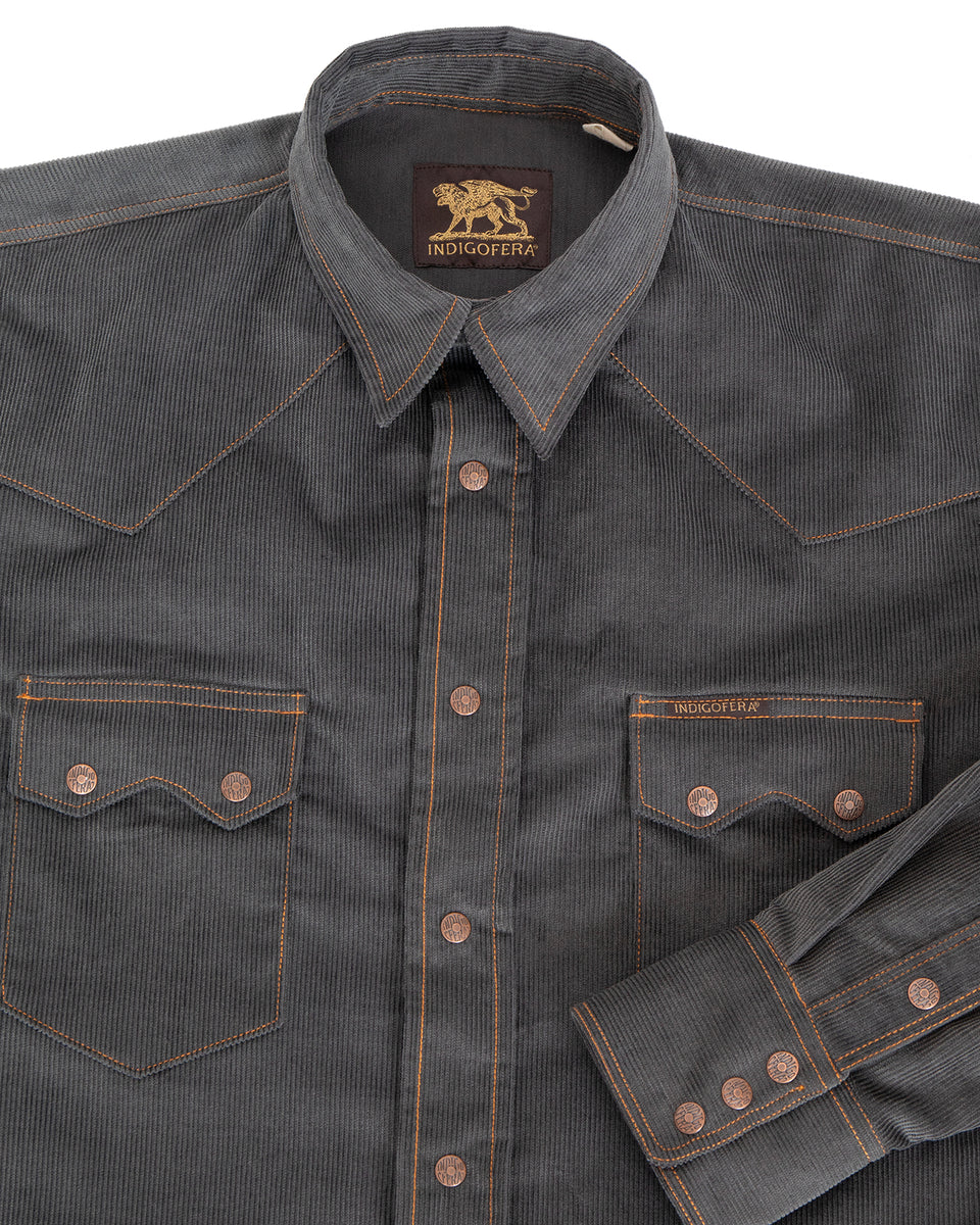 Indigofera Ryman Corduroy Shirt, Steel Grey