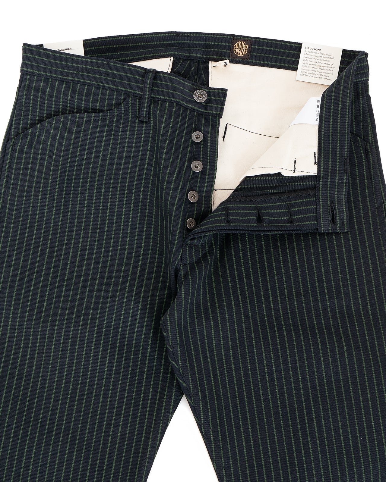 Indigofera Swearengen Pants, Viridescent Stripe