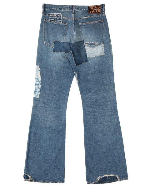 Kapital 14oz Denim 5P RAT Flare Pants, Crazy Dixie Remake