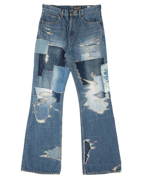 Kapital 14oz Denim 5P RAT Flare Pants, Crazy Dixie Remake