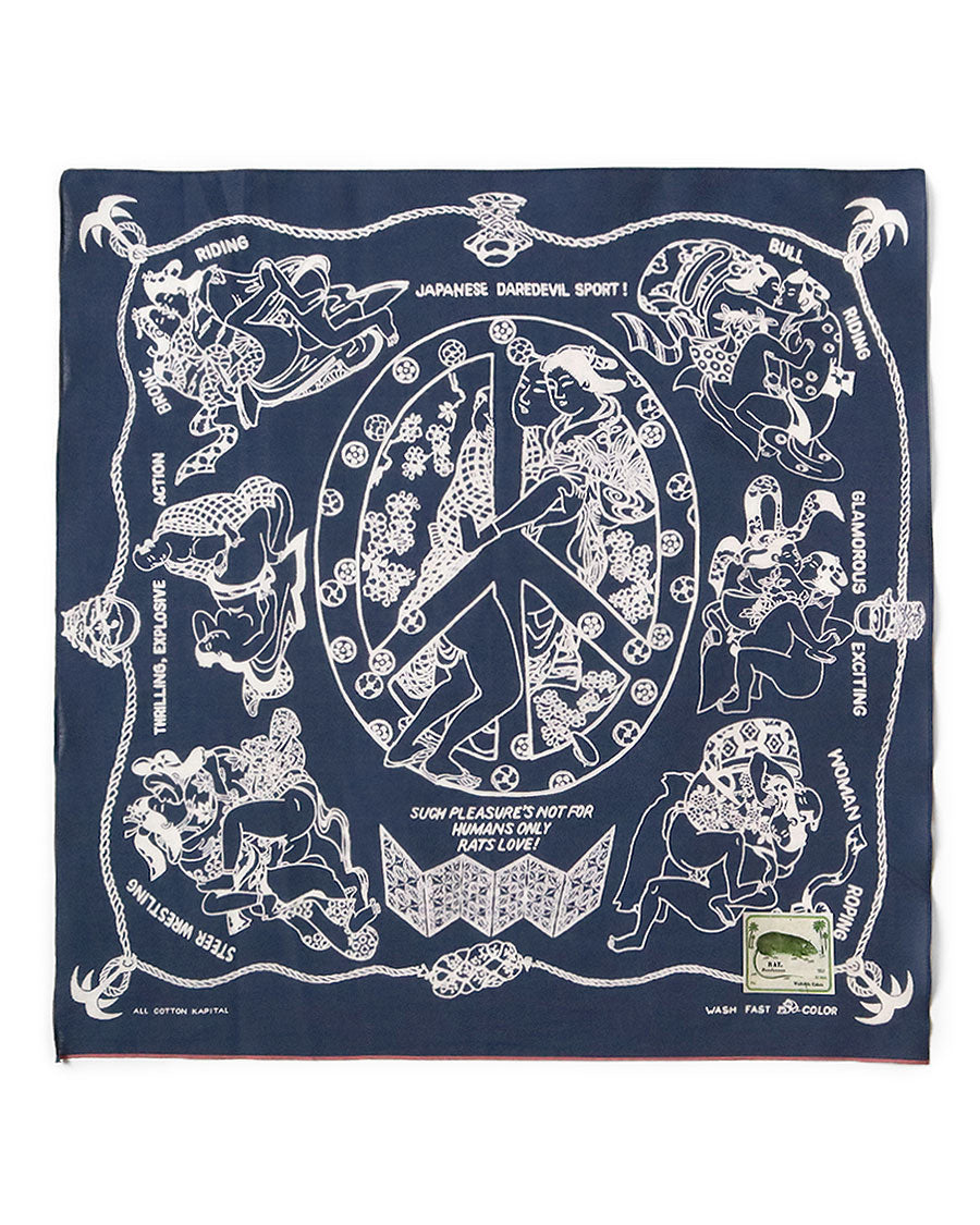 Kapital Fastcolor Selvedge Bandana, Yobai, Navy