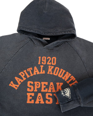 Kapital Sweat Knit Raglan Hoodie, Speakeasy College, Black