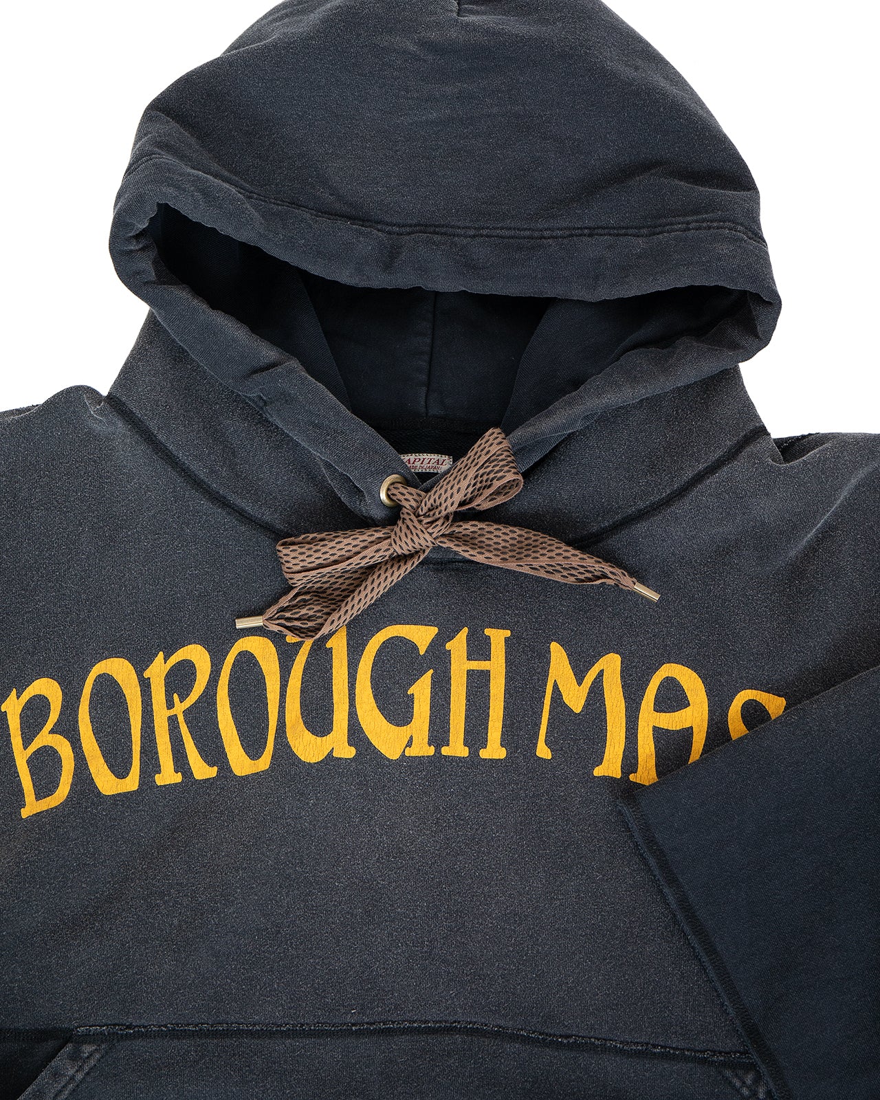 Kapital Sweat Knit Devil Hoodie, Boro Borough Massacre L-font, Black