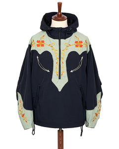 Kapital Nylon Taffeta 2tones Tennessee Cactus Flower Parka, Black.