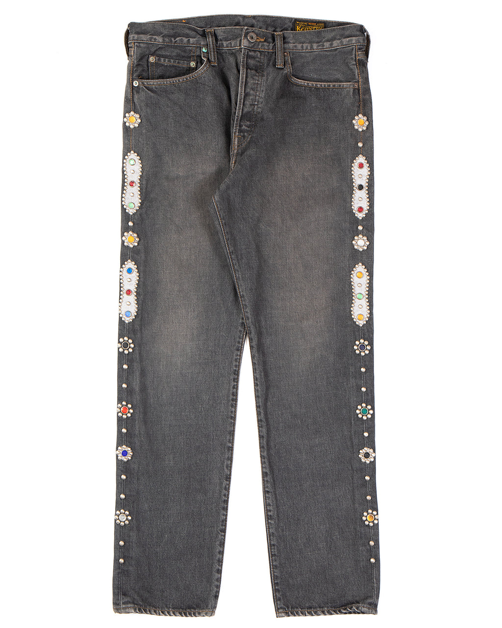 Kapital 14oz Black Denim 5P Monkey Cisco, Studs