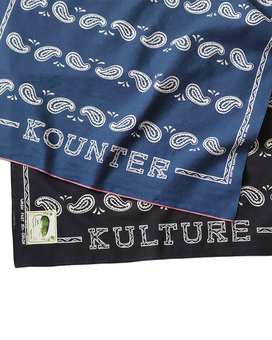 Kapital Fastcolor Selvedge Bandana, Kounter Kulture Pecos Paisley, Navy