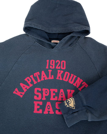 Kapital Sweat Knit Raglan Hoodie, Speakeasy College, Navy