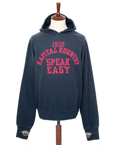 Kapital Sweat Knit Raglan Hoodie, Speakeasy College, Navy