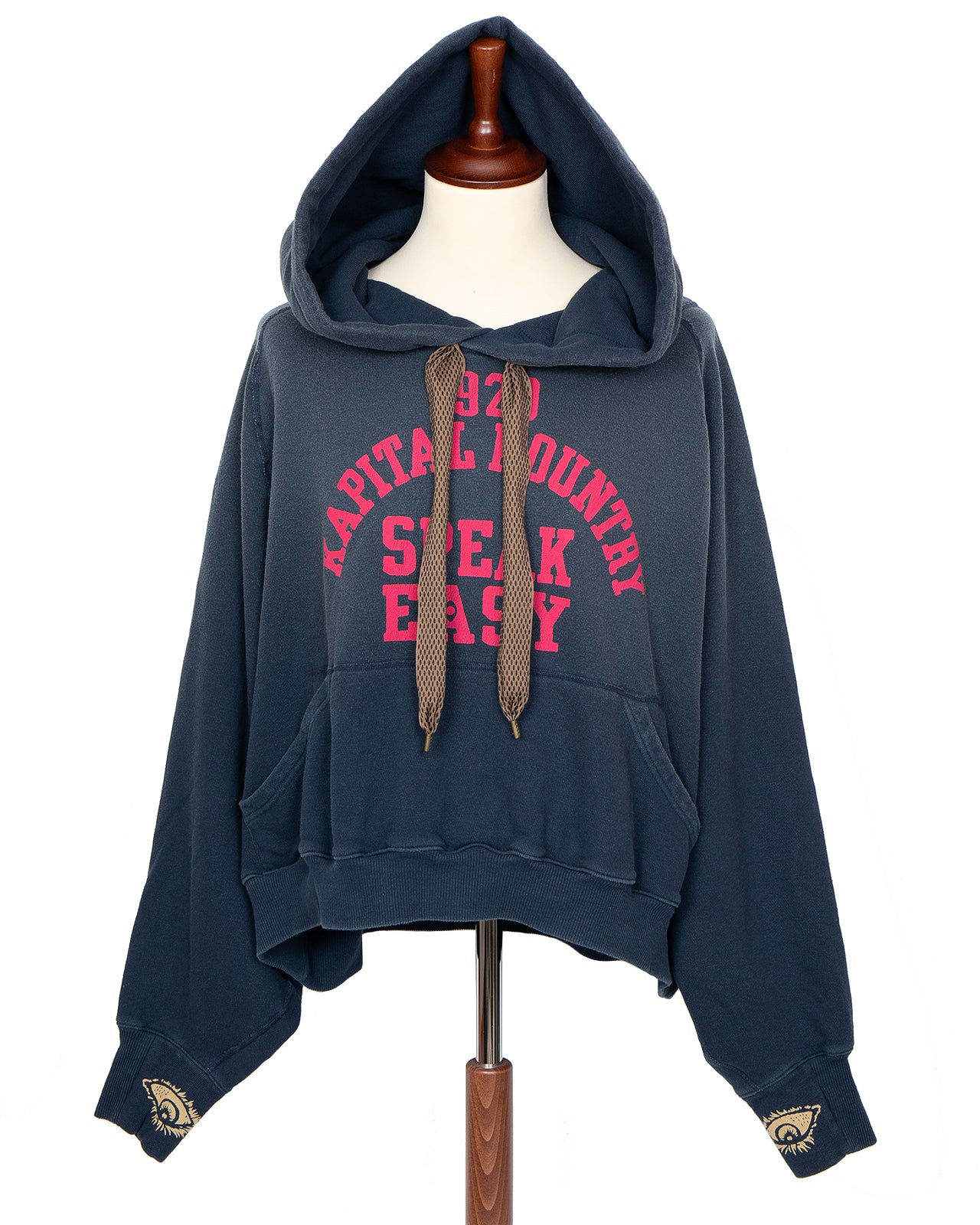 Kapital Sweat Knit Devil Hoodie, Speakeasy College, Navy