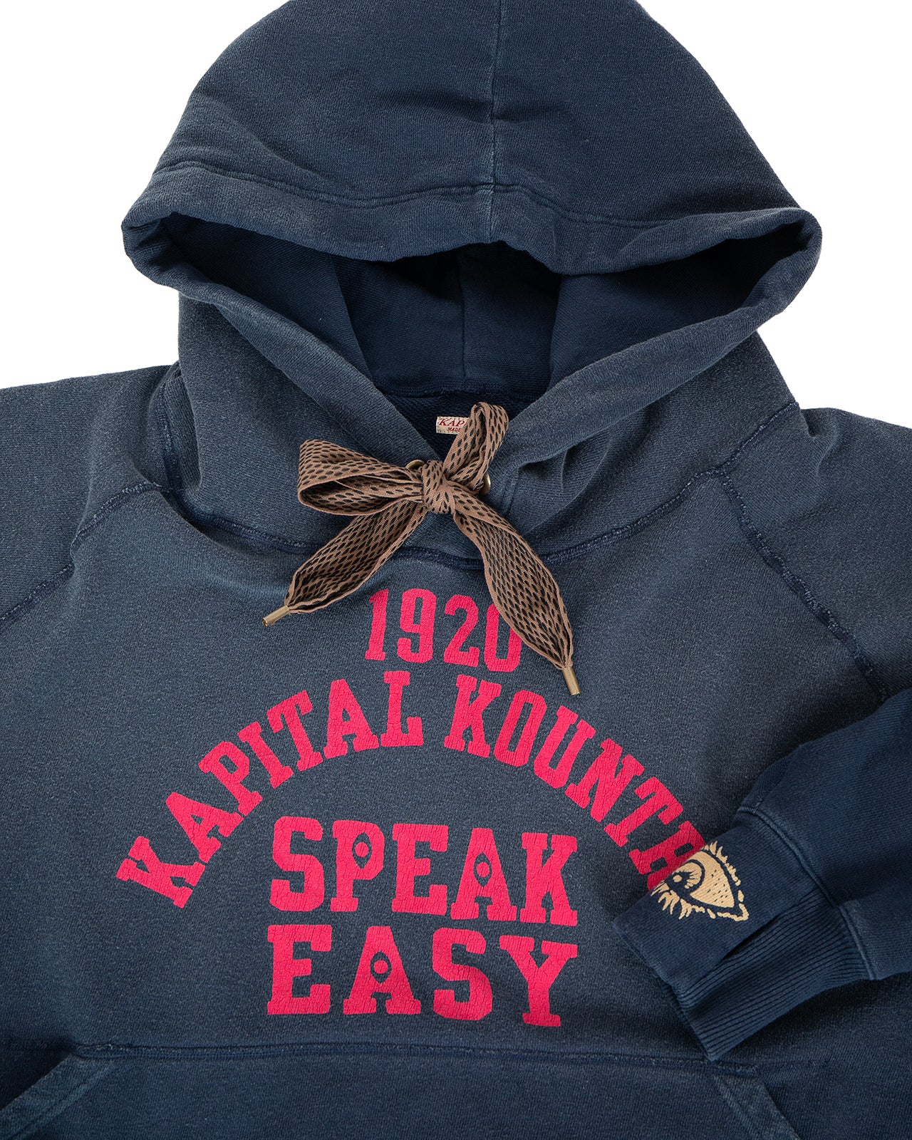 Kapital Sweat Knit Devil Hoodie, Speakeasy College, Navy