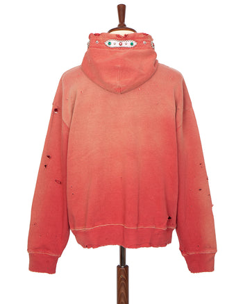 Kapital Sweat Knit Thriller Damaged Hoodie (Studs), Red