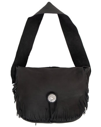 Larry Smith Deerskin Fringe Bag Large, Black