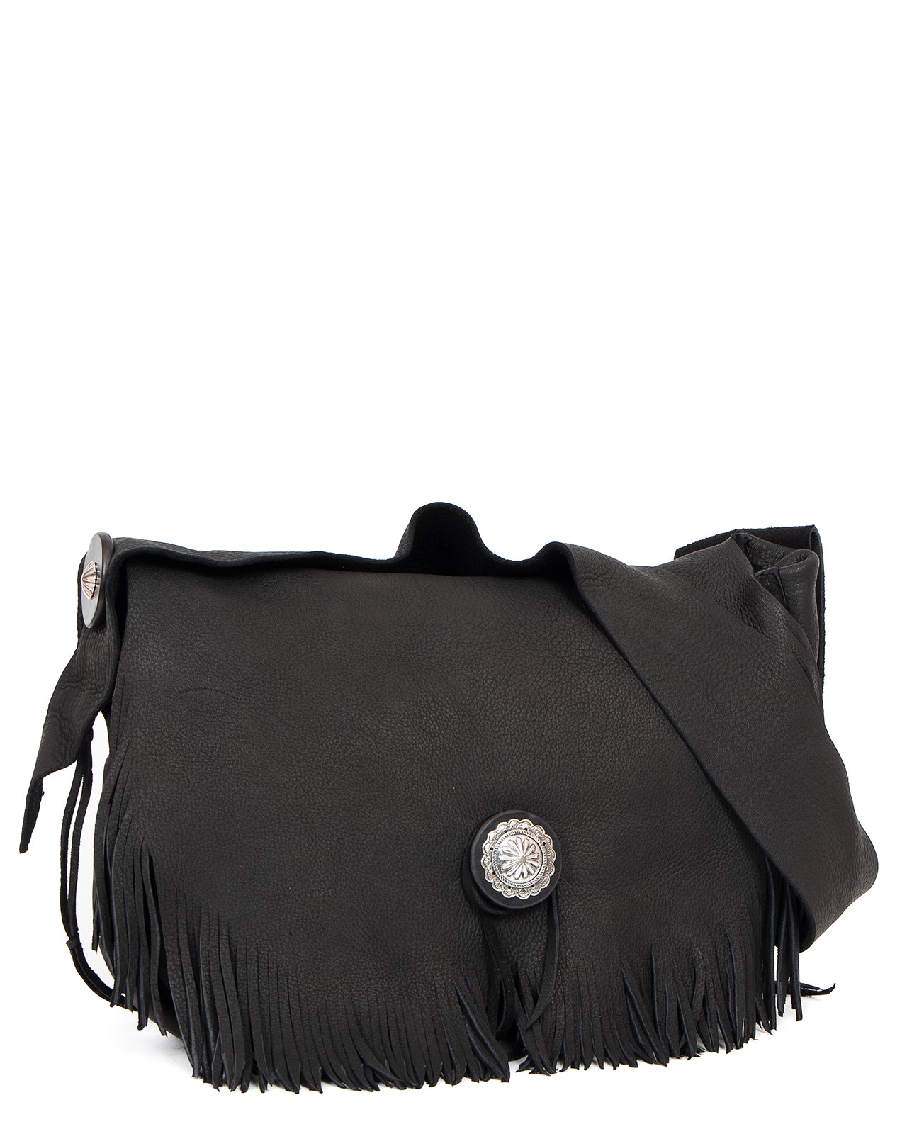 Larry Smith Deerskin Fringe Bag Large, Black