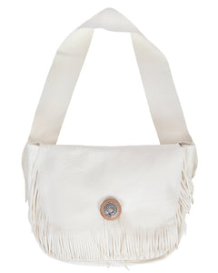 Larry Smith Deerskin Fringe Bag Large, White