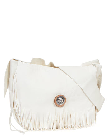 Larry Smith Deerskin Fringe Bag Large, White