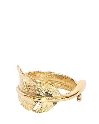 Larry Smith 18K Gold Kazekiri Feather Ring No. 20