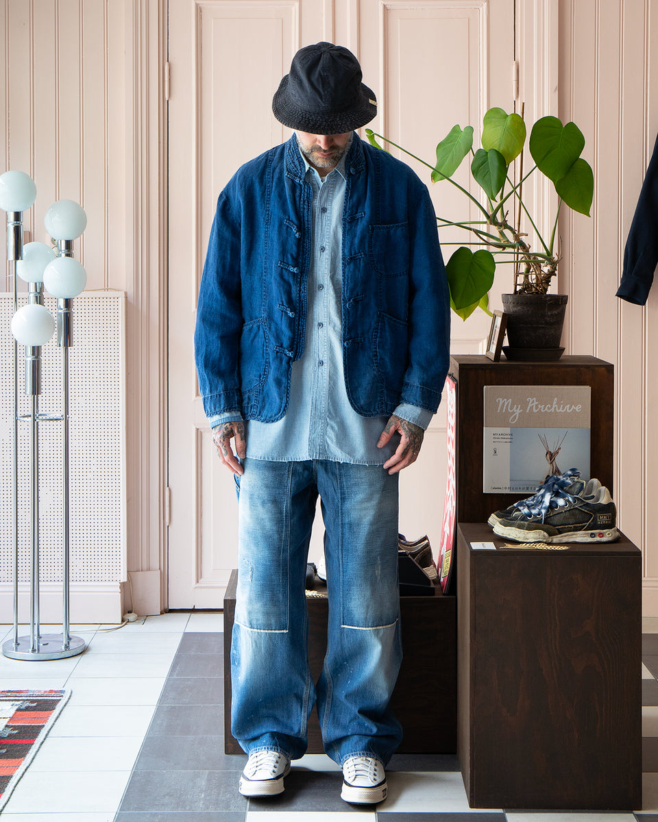 Porter Classic Indigo Linen Chinese Jacket
