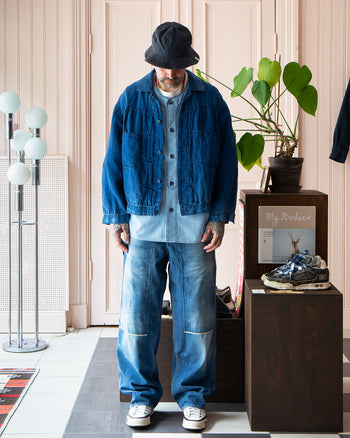 Porter Classic Indigo Linen Short Jacket