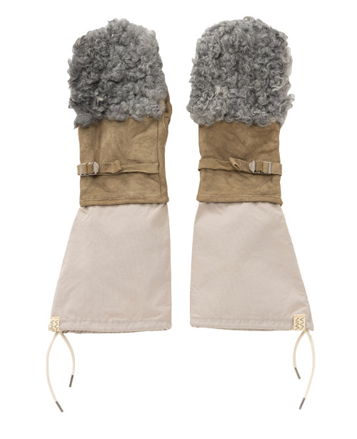 Visvim Musher Suede Mittens, Khaki