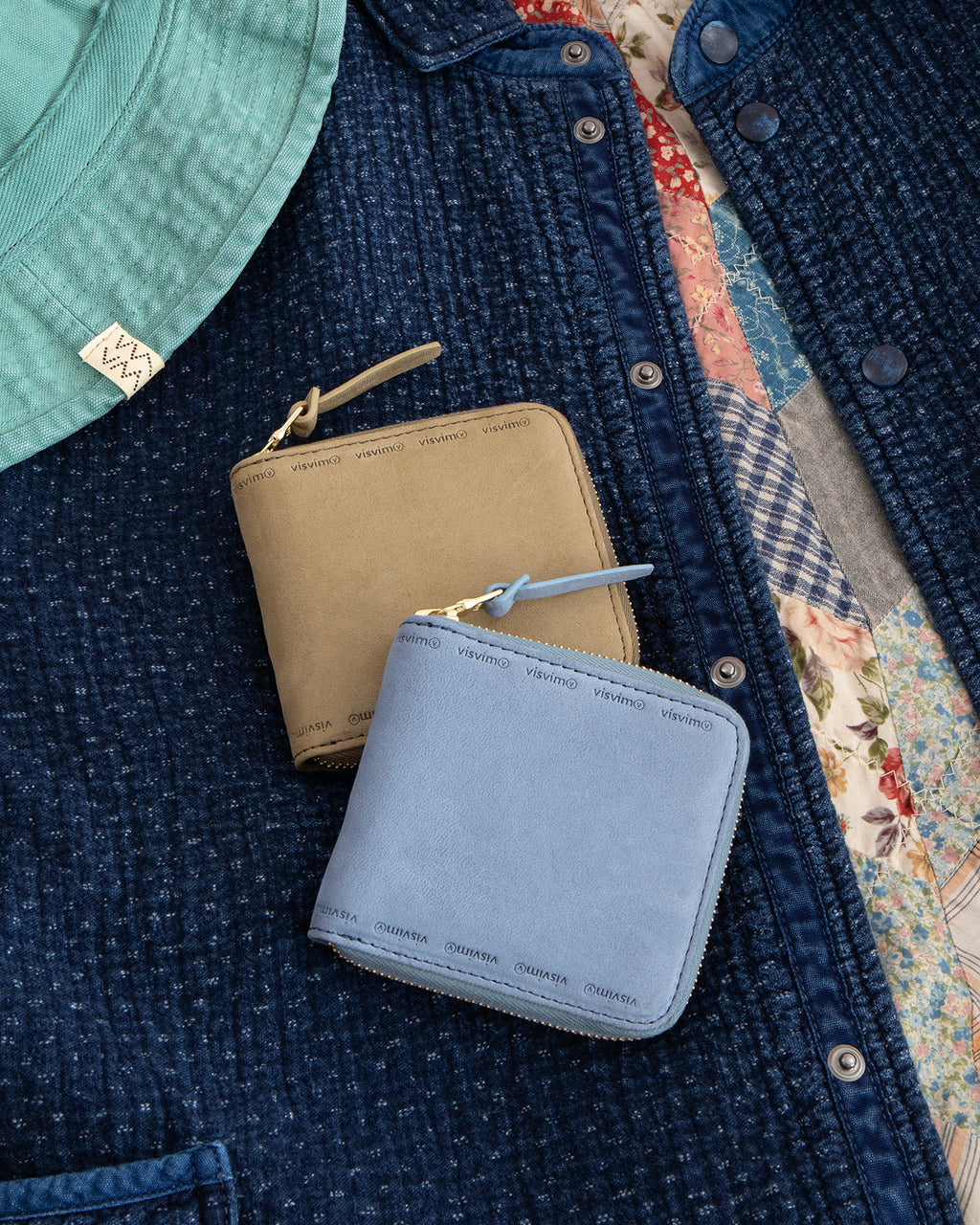 Visvim Suede Bi-Fold Wallet, Blue