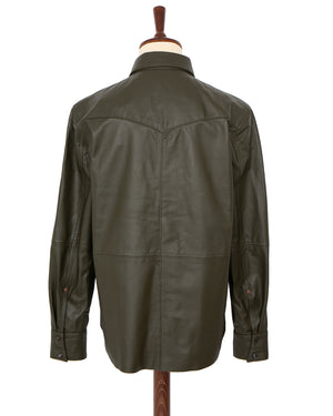 Indigofera Hawley Leather Shirt, Green